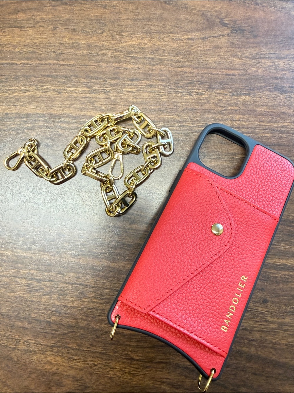 Bandolier Hailey Case for iPhone 14 in Red/Gold with Isla Wristlet - Picture 13 of 15